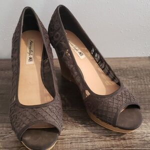 Black Lacy Platform Wedge